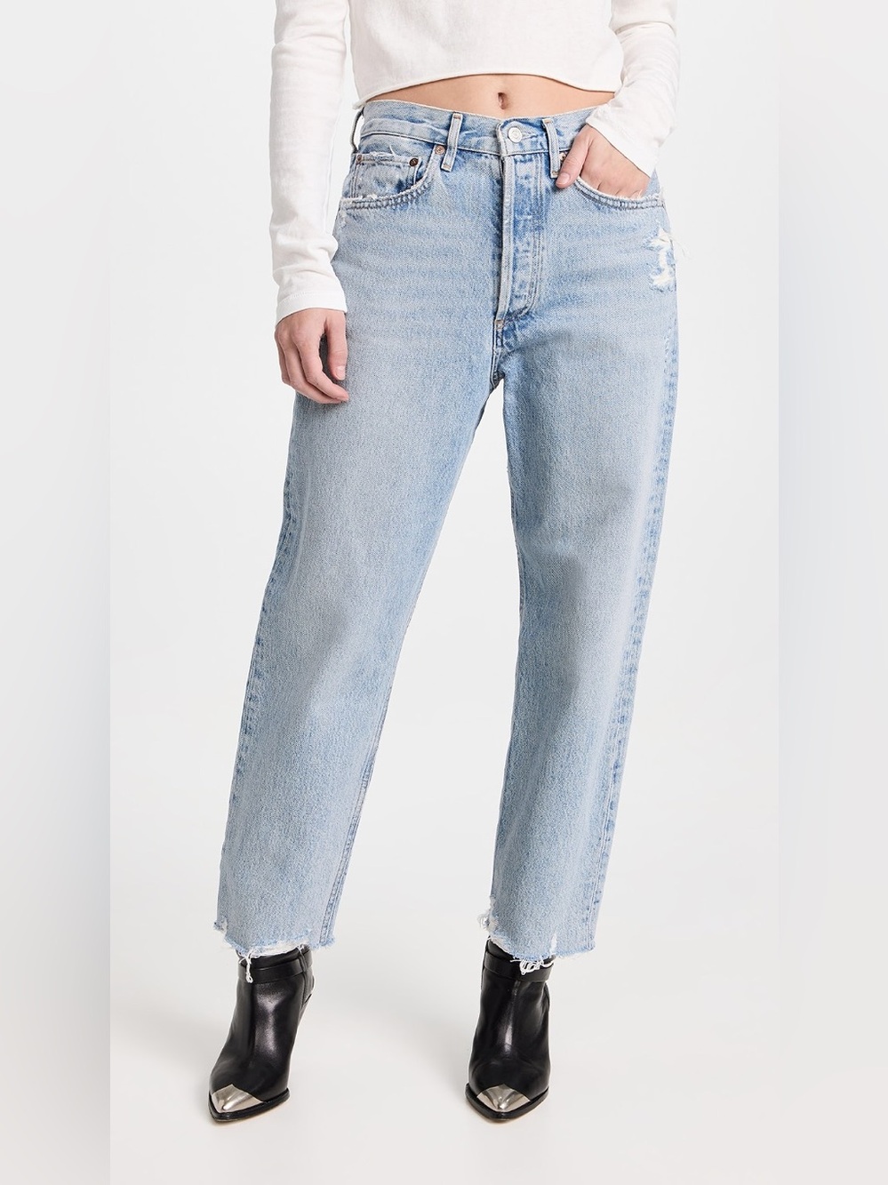 Agolde 90’s Crop Midrise Straight In Force Lightwash Size 29